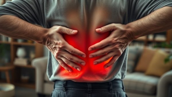 Older individual managing back pain, NHS advice on managing back pain during Christmas.