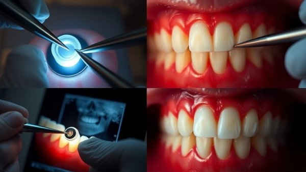 Platelet-rich fibrin dental implant surgery close-up stages.
