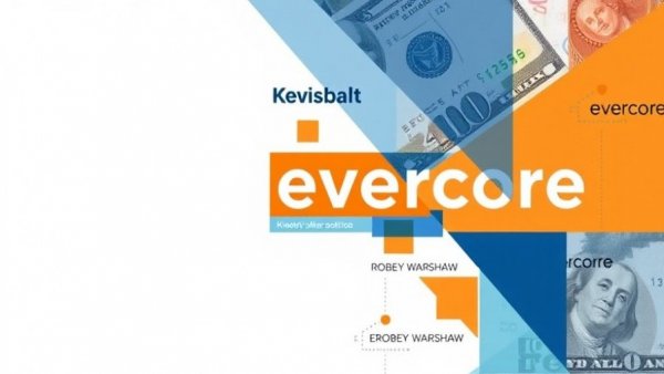 Abstract collage with Evercore and Robey Warshaw text.