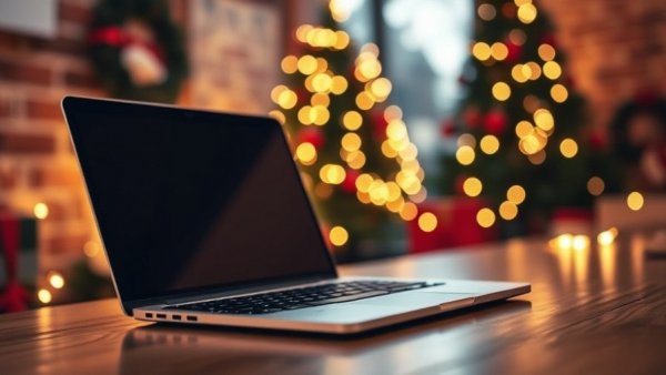 Cozy desk with laptop and credit card, holiday tax scams