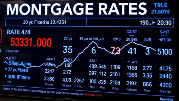 Detailed chart showing mortgage rates remain unchanged, dark theme with graph and percentages.