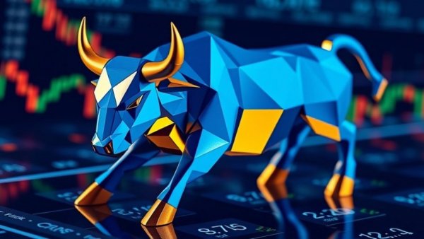 Geometric bull on trading charts illustrating consumer sentiment vs economic indicators.