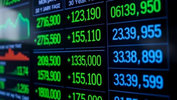 Financial display of mortgage rates with graphs and December data highlighting lowest mortgage rates.