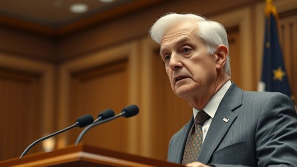 Older man speaking at podium, future of American politics.