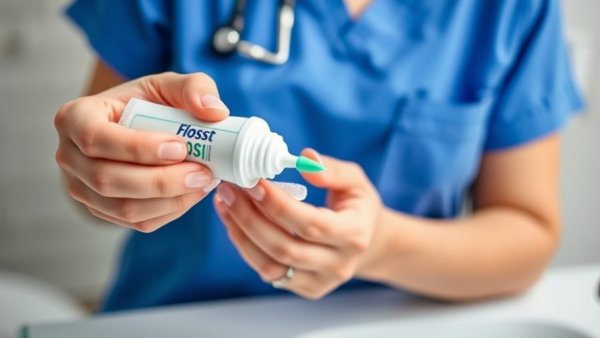 Toothpaste on floss pick with dental tip from expert.