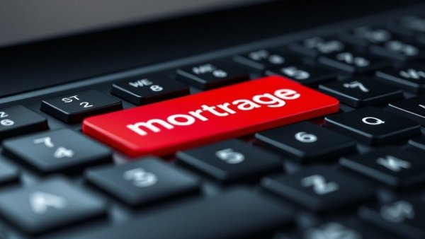 Mortgage market insights with red mortgage key on keyboard.