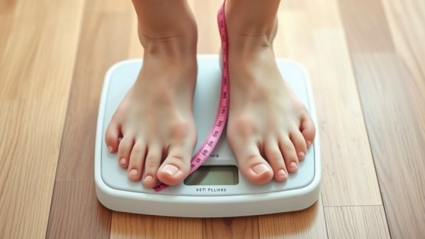 Bathroom scale and measuring tape symbolizing low-energy diet for colorectal cancer surgery.