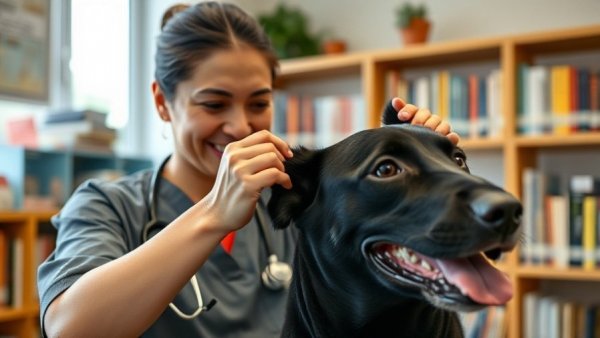 Veterinarian shows simple hack to stop seizures in pets, bookshelf background.