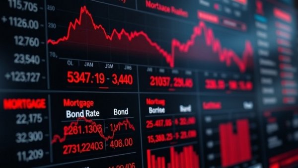 Year-End Bond Market Volatility illustrated on financial dashboard with graphs and rates.
