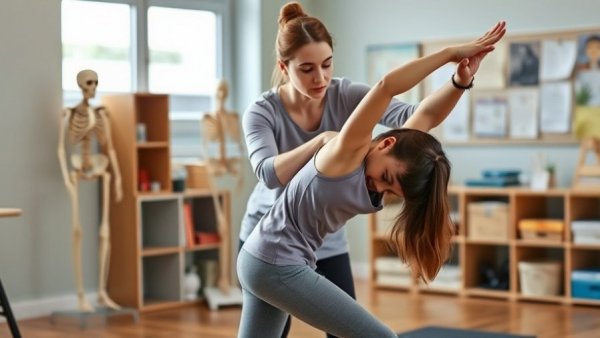 Yoga instructor helping a child in a backbend pose, Yoga Improves Lung Function in Children with Asthma