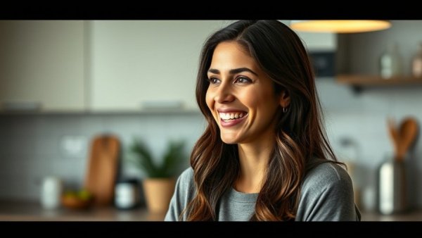 Woman discussing 'Is Drinking Alcohol Bad for Your Teeth?' indoors.