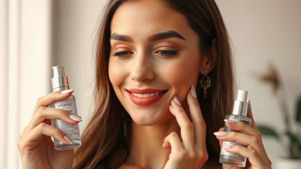 K-Beauty Trends of 2026: Elegant woman with skincare products.