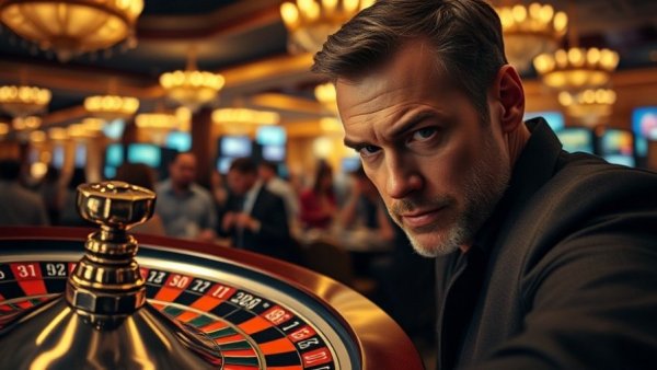 Tense casino scene illustrating risk of buying the dip too often.