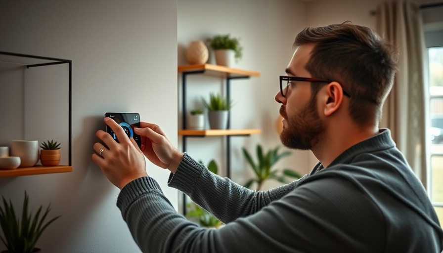 Man adjusting smart thermostat for year-round comfort at home.