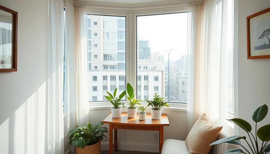 Cozy compact room with plants and natural light.