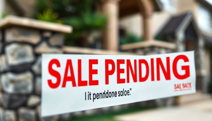 Pending Home Sales Decline sign with blurred background.