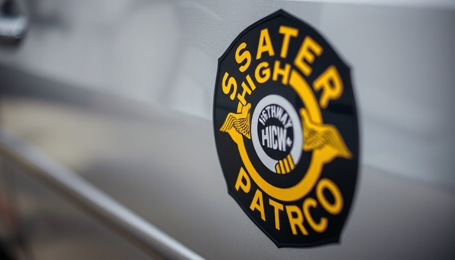 State Highway Patrol emblem on car door related to Adams County crash.