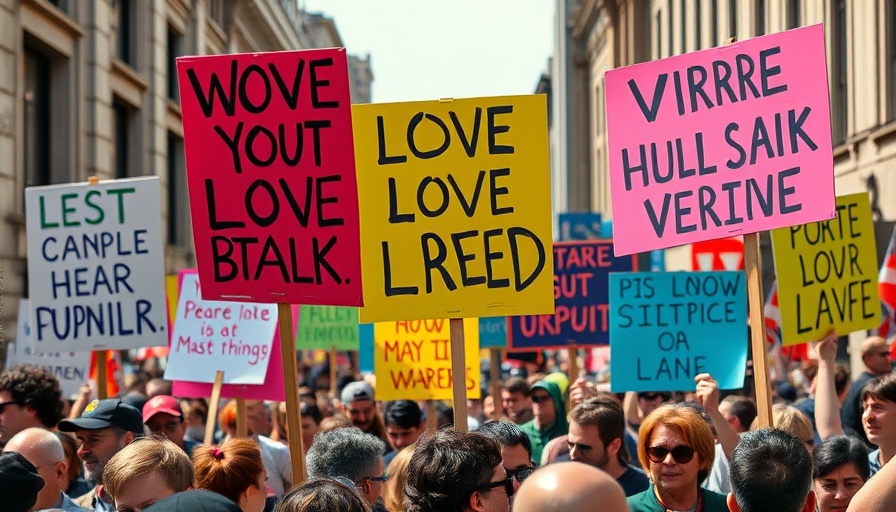 Protest signs at rally against Trump administration with political messages.