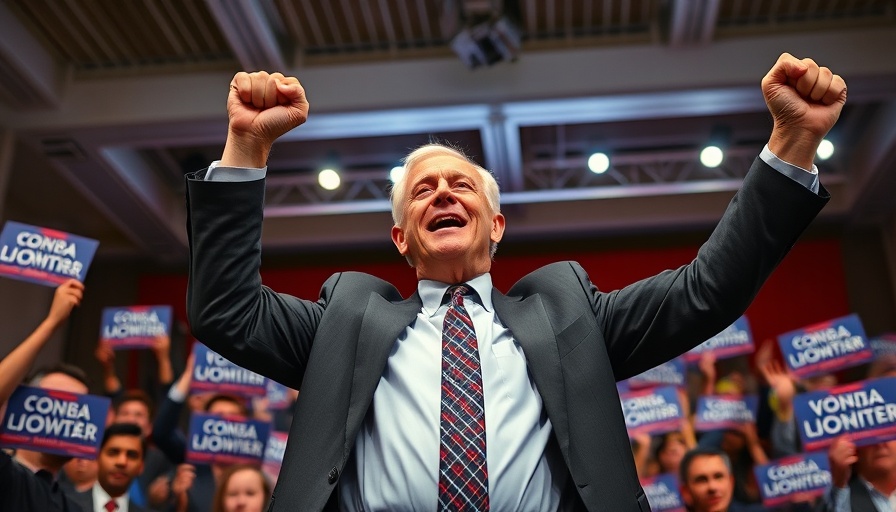 Politician at campaign rally, vibrant stage presence, Ohio election