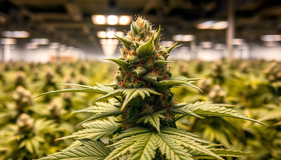 Close-up of marijuana plant in cultivation facility, Ohio legalization context.