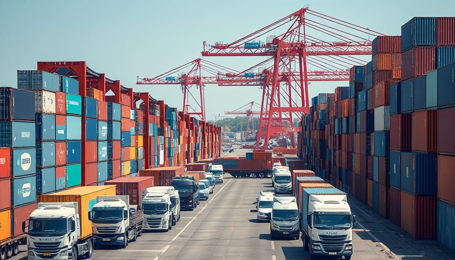 Trump Tariffs Impact on Supply Chains at a busy shipping port.