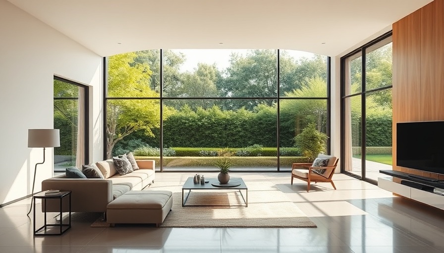 Modern living room in remodeled home with sleek design.