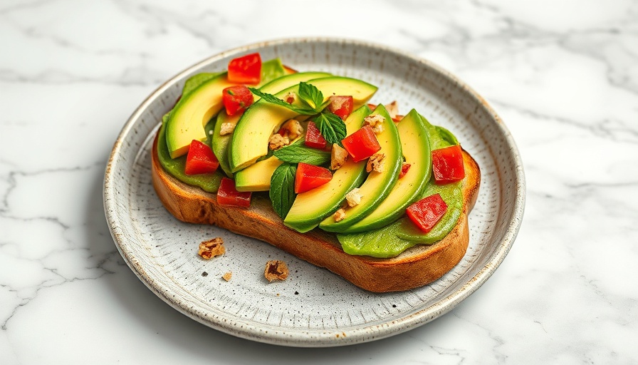 Protein in avocado toast with lime slices and parsley.