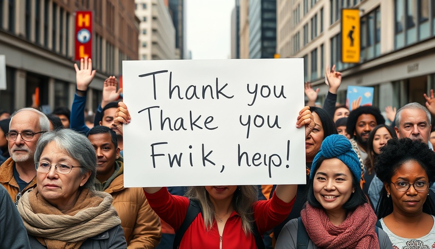 Group expressing thanks to USAID workers at a city protest.