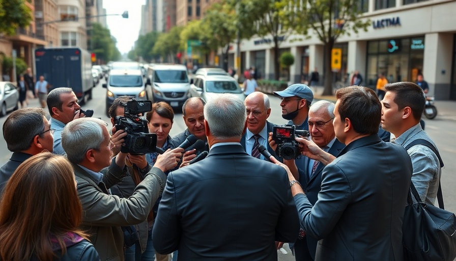 Reporters surround a person during a news event, Mahmoud Khalil arrest context.