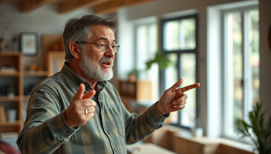 Middle-aged man sharing renovation tips in a home improvement setting.