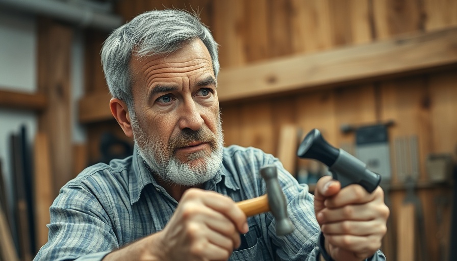 Man shows how to pull a nail easily with a hammer in workshop.