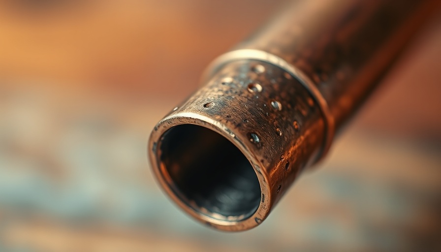 Close-up of copper pipe for soldering refrigerator water lines.
