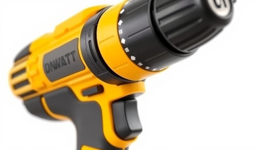 Close-up of a drill highlighting anti-kickback feature with arrows.