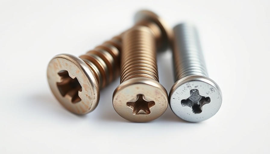 Close-up of diverse screw heads with 'Not Phillips?' text, home improvement tip.