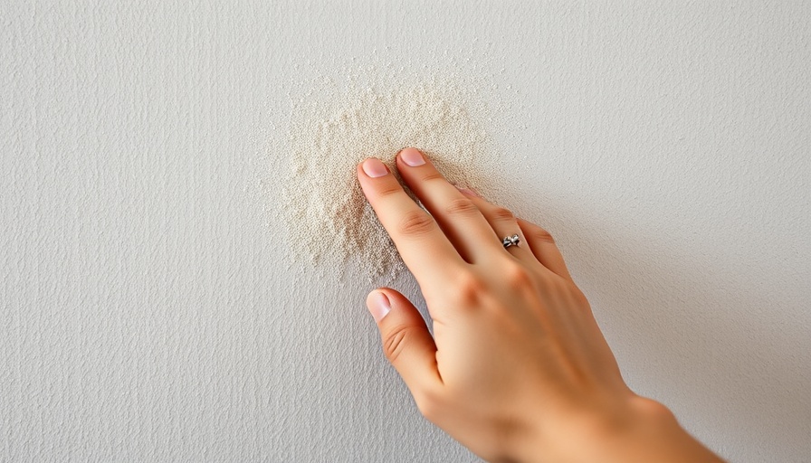 Close-up of hand inspecting good drywall sanding technique on wall.