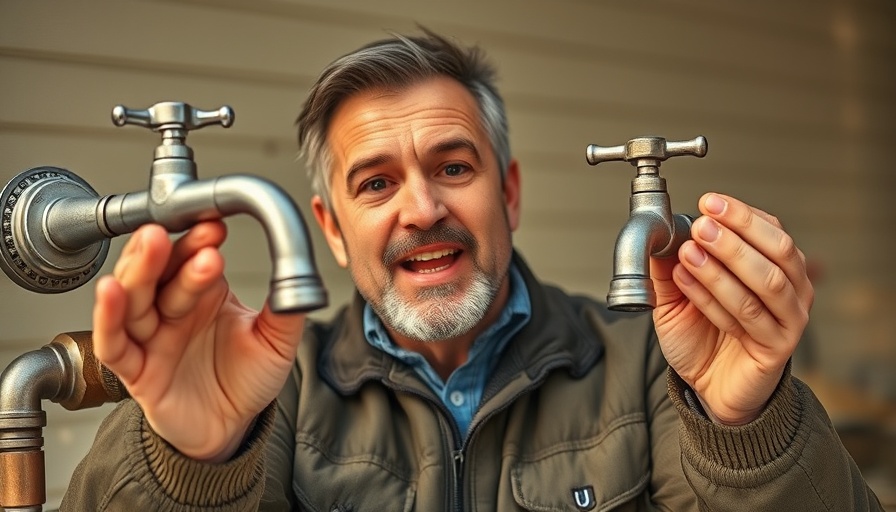 Man explaining freeze-proof faucet to prevent home flood.