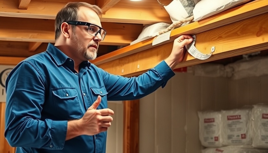 Man demonstrating rim joist insulation in basement.