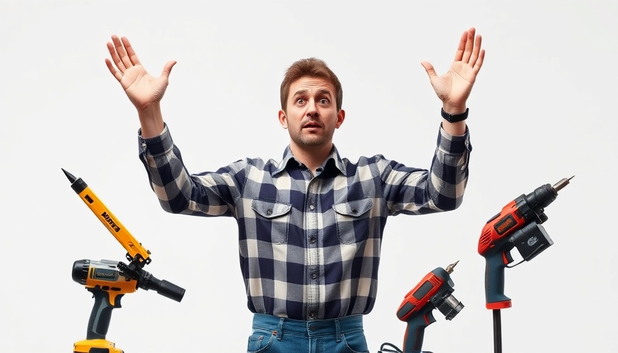 Confused person with power tools for home improvement.