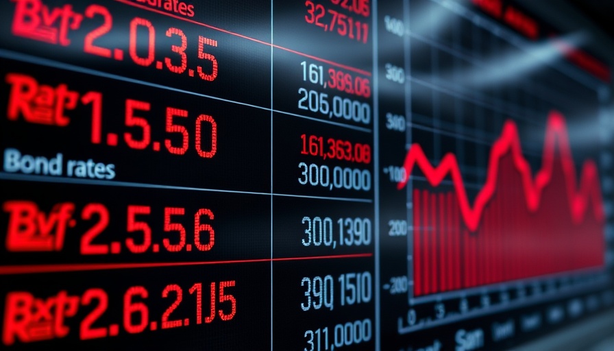 Bond market today financial data with declining graph.