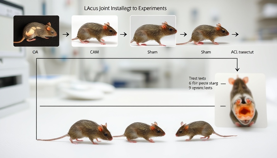 Diagram of experiments on controlling joint instability in mice.