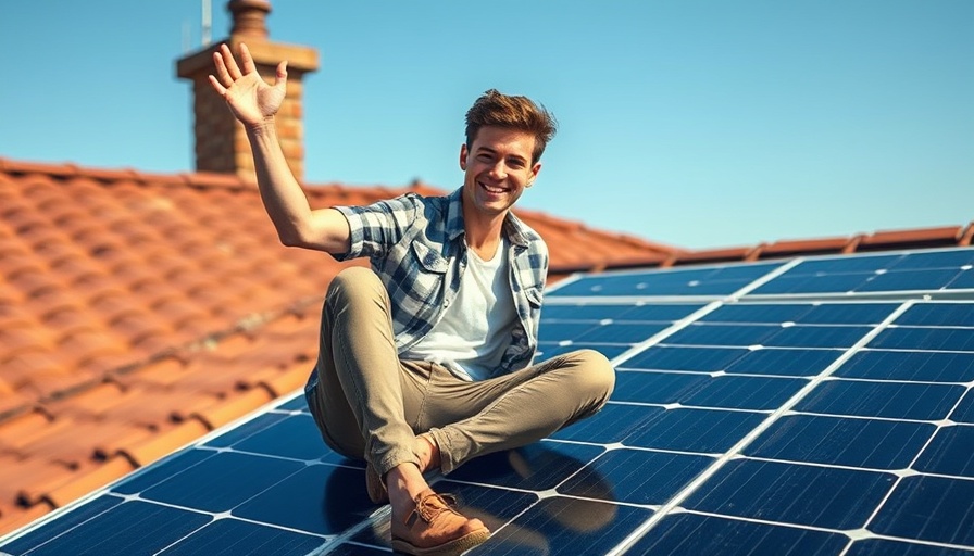 DIY Solar Installation Savings illustrated by a man sitting on solar panels.
