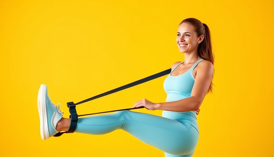 Woman demonstrating exercises for knee pain with resistance band.