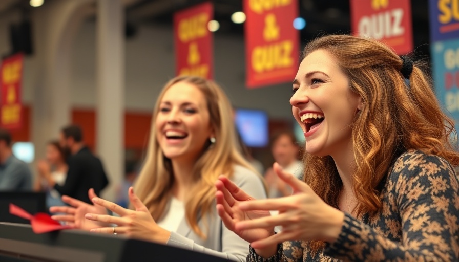 Excited women playing a celebrity smiles game from the 2000s.
