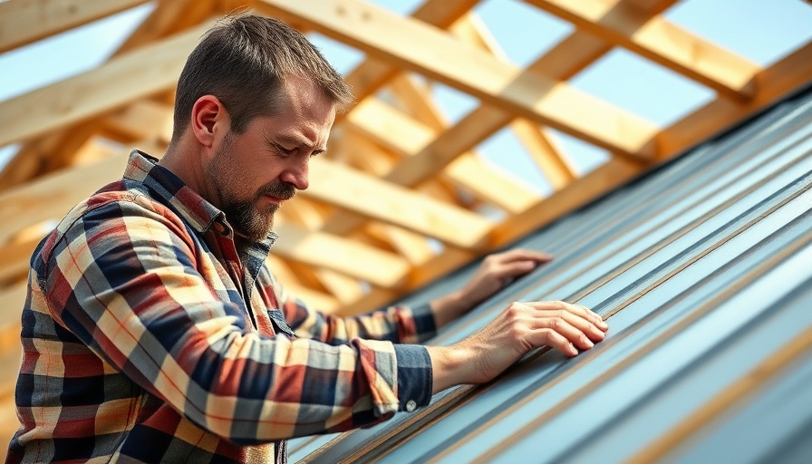 Man installing corrugated metal roofing, showing roofing tips
