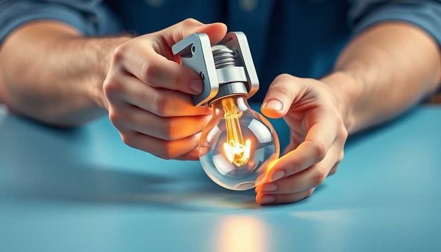 DIY tool for light bulbs at heights, close-up on blue surface.