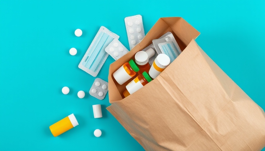 E-pharmacy concept with medicine and masks indicating increase in drug abuse.