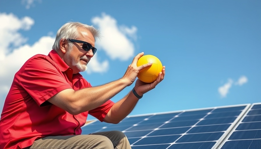 Person testing solar panel durability with a ball on a roof