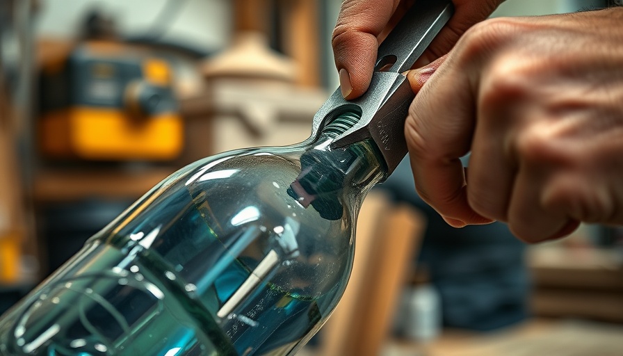 Close-up of cutting plastic bottle with DIY technique