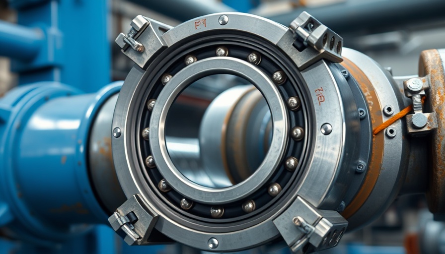 Bearing securely mounted in larger diameter pipe with clips.