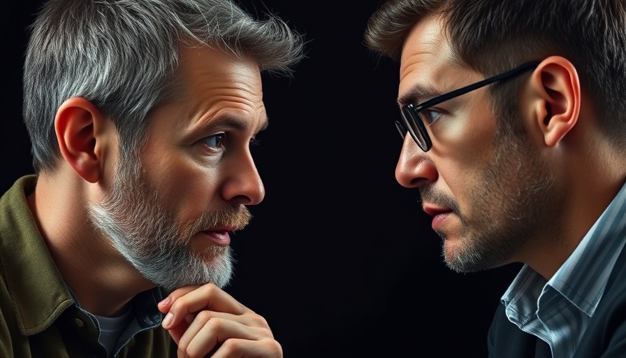 Two men discussing investments in a studio setting.